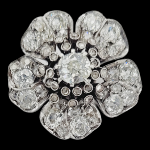 Antique naturalistic diamond flower brooch SKU: 6634 DBGEMS - image 1