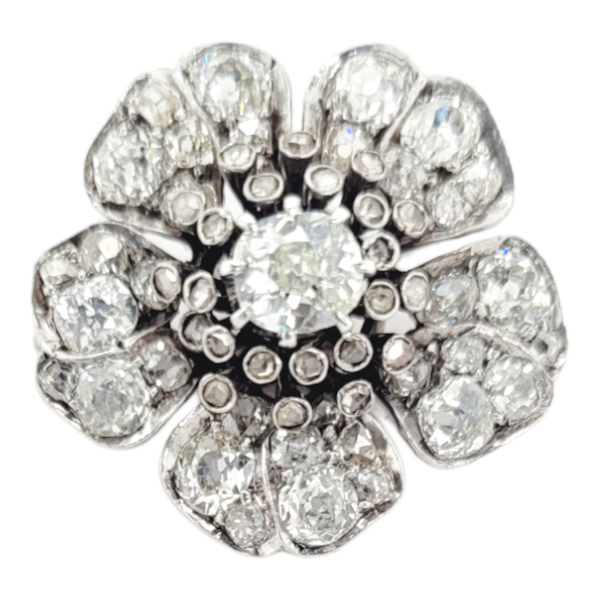 Antique naturalistic diamond flower brooch SKU: 6634 DBGEMS - image 2