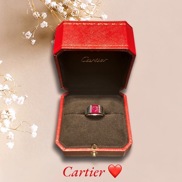 Cartier Vintage Rubellite (Red Tourmaline) Tank Ring - image 3