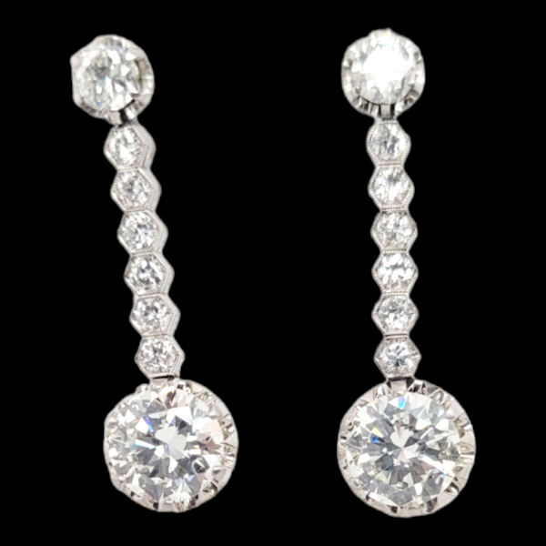 Pair of antique diamond drop earrings SKU: 6640 DBGEMS - image 1