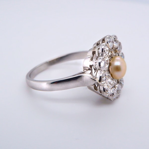 Edwardian pearl and diamond cluster ring - image 2