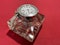 A silver and glass inkwell with a watch inserted - image 2