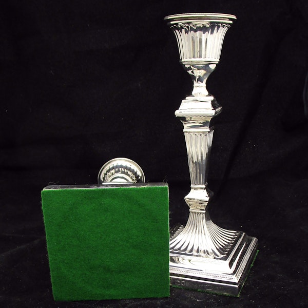 A pair of sterling silver Georgian style candle sticks. - image 11