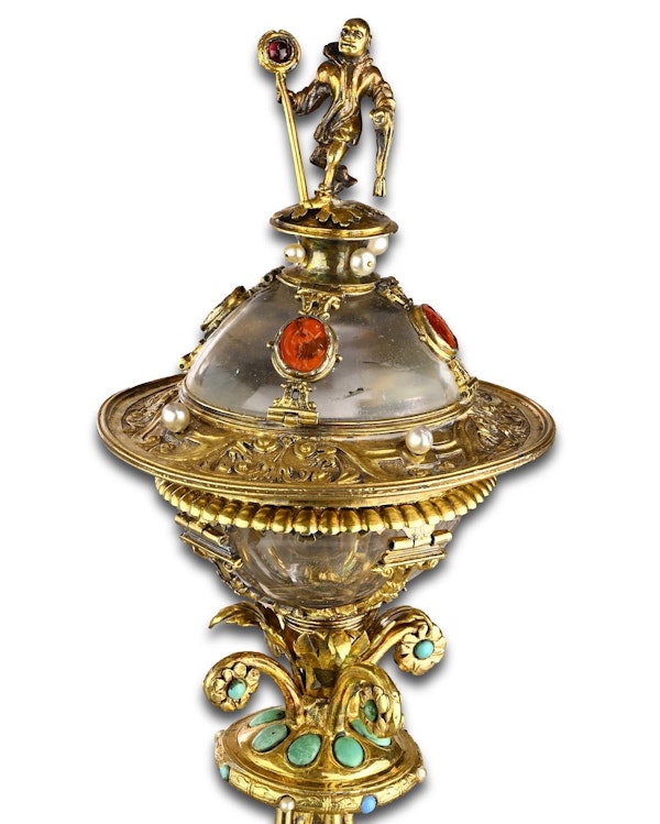 Silver gilt mounted rock crystal table salt. German, 17th - 19th centuries. - image 4