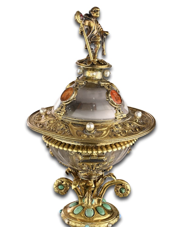 Silver gilt mounted rock crystal table salt. German, 17th - 19th centuries. - image 7