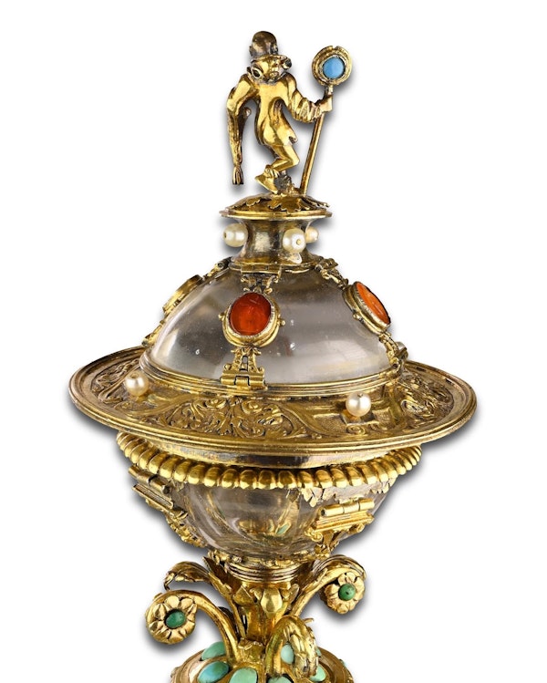 Silver gilt mounted rock crystal table salt. German, 17th - 19th centuries. - image 13