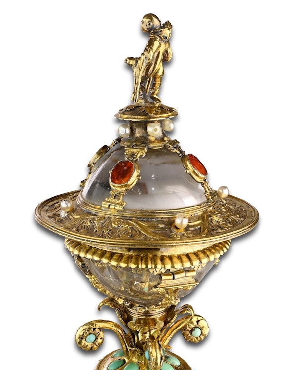 Silver gilt mounted rock crystal table salt. German, 17th - 19th centuries. - image 14