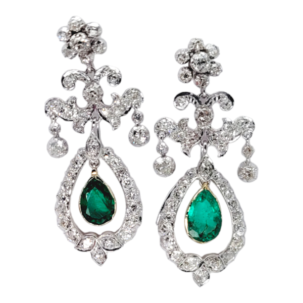 Antique emerald and diamond drop earrings SKU: 6571 DBGEMS - image 1