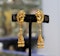 Chinese 22/24 ct. gold earrings with detachable tassels - image 1