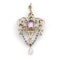 Modern Belle Epoque Style Pink Sapphire, Pearl, Diamond, Silver and Gold Pendant - image 4