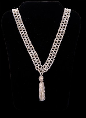 Natural pearls satoire necklace with tassle