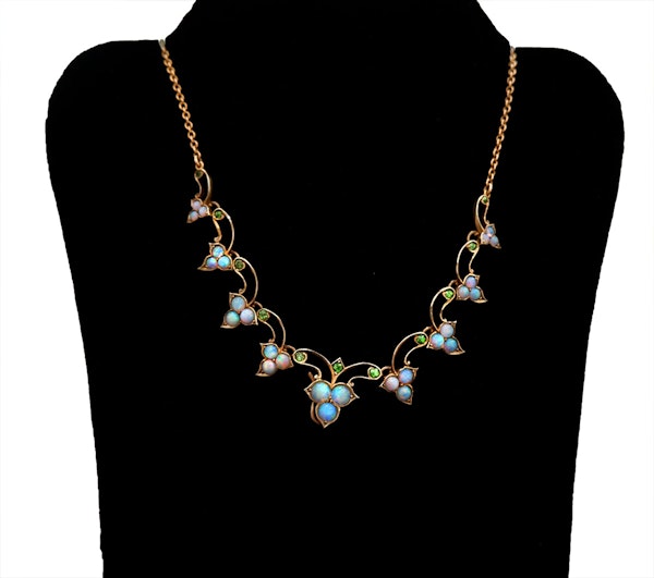 Edwardian demantoid garnet and opal fancy necklace - image 1