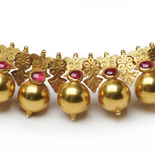 Vintage Indian Ruby And Gold Spheres Necklace - image 3