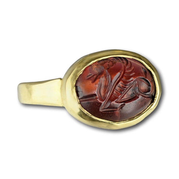 Gold ring with a garnet intaglio of Pegasus. Sasanian, 3rd - 7th century AD. - image 4