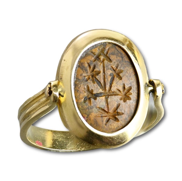Magical gold ring with an Ancient double-sided jasper Abraxas stone intaglio. - image 3