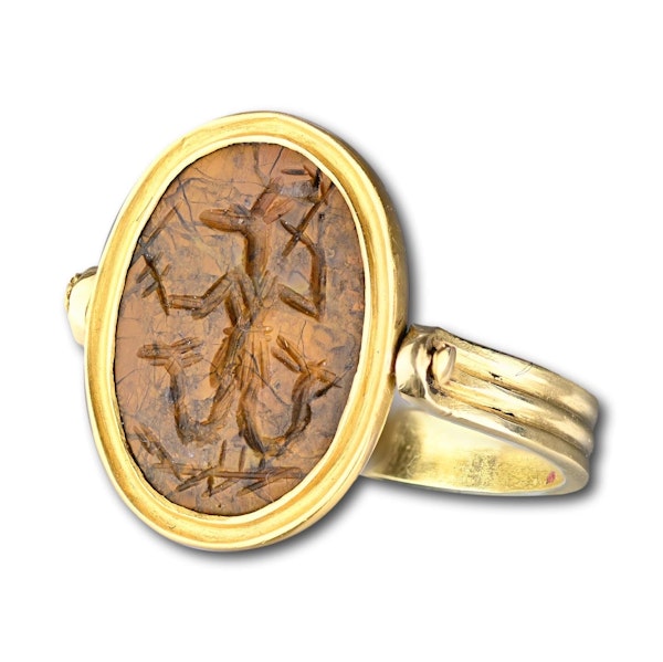 Magical gold ring with an Ancient double-sided jasper Abraxas stone intaglio. - image 8
