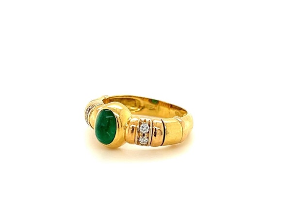 Cabochon Cut Emerald&Diamonds Ring - image 2