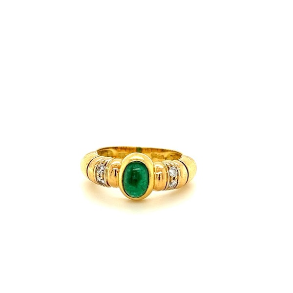Cabochon Cut Emerald&Diamonds Ring - image 1