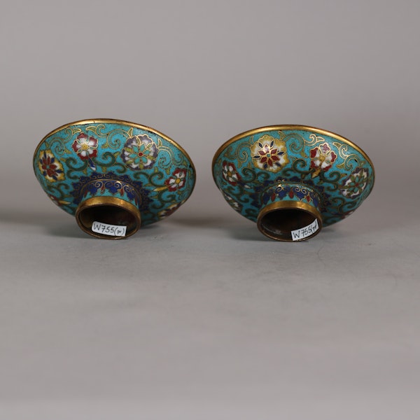 Pair of Chinese miniature cloisonné tazza, 18th century - image 2