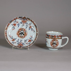 Chinese armorial coffee cup and saucer, Kangxi (1662-1722)