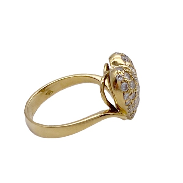 18kt Yellow Gold Ring Heart Shaped with Diamonds - image 5