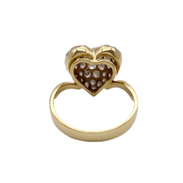 18kt Yellow Gold Ring Heart Shaped with Diamonds - image 3