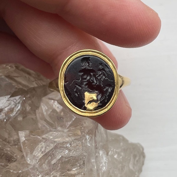 Gold ring with a sard intaglio of Cupid and a Centaur. Roman, 1stC BC / 1stC AD. - image 5