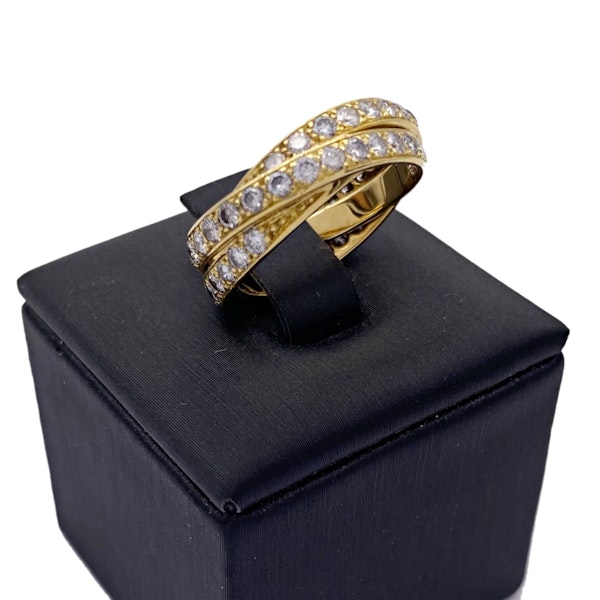 Contemporary 18kt Yellow Gold Double Band Diamond Cross Ring - image 1