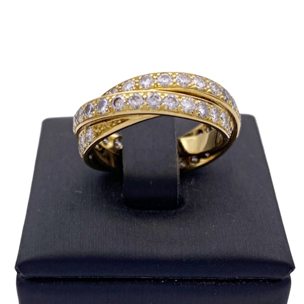 Contemporary 18kt Yellow Gold Double Band Diamond Cross Ring - image 2