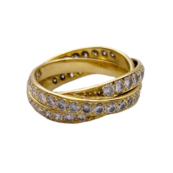 Contemporary 18kt Yellow Gold Double Band Diamond Cross Ring - image 3