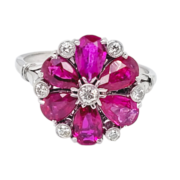 Ruby and diamond cluster ring SKU: 6689 DBGEMS - image 1