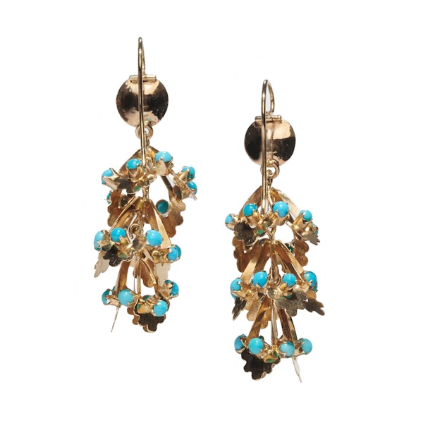 Vintage Turquoise And Gold Drop Earrings, Circa 1950 - image 4