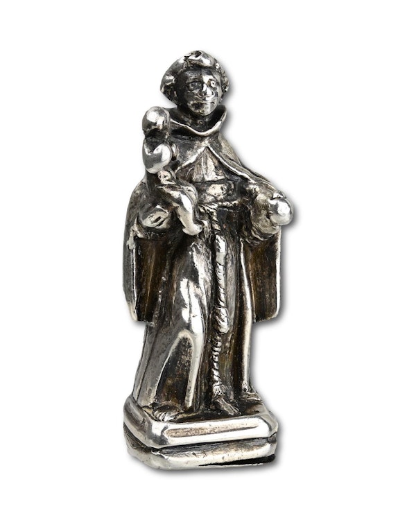 Silver pendant of Saint Anthony. Spanish or Colonial, early 17th century. - image 6
