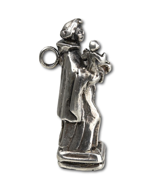 Silver pendant of Saint Anthony. Spanish or Colonial, early 17th century. - image 5
