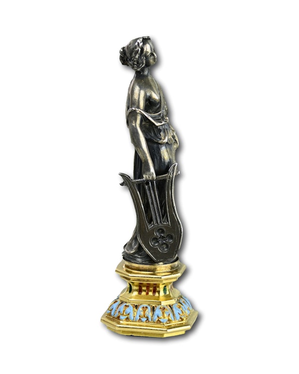 Silver, gold and enamel desk seal in the form of a muse. French, 19th century. - image 6