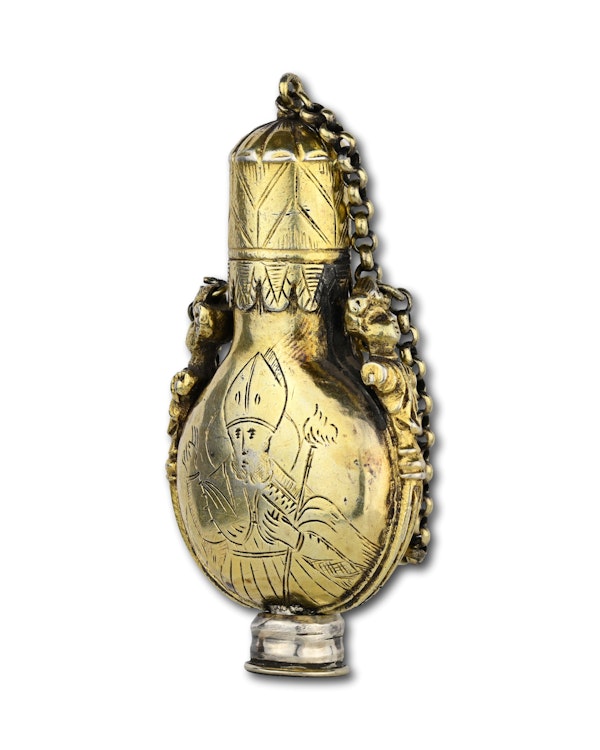 Silver gilt scent box in the form of a pilgrims flask. Dutch, late 17th century. - image 10