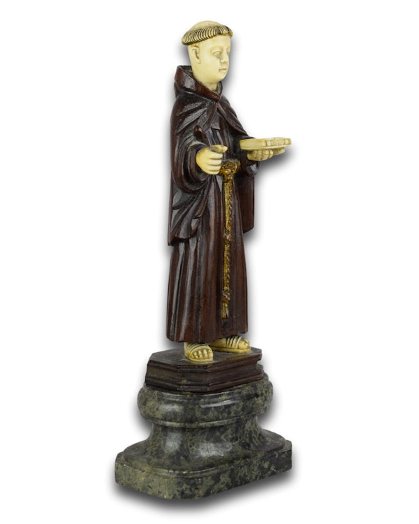 Ivory and wood sculpture of Saint Anthony. Hispano-Philippine, 18th century. - image 3