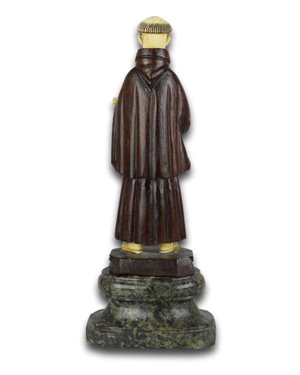 Ivory and wood sculpture of Saint Anthony. Hispano-Philippine, 18th century. - image 2