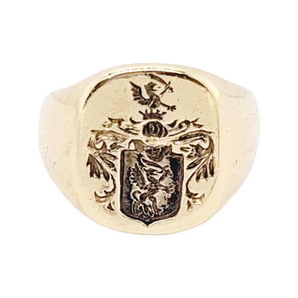 Complicated seal engraved full crest signet ring SKU: 6696 DBGEMS - image 2