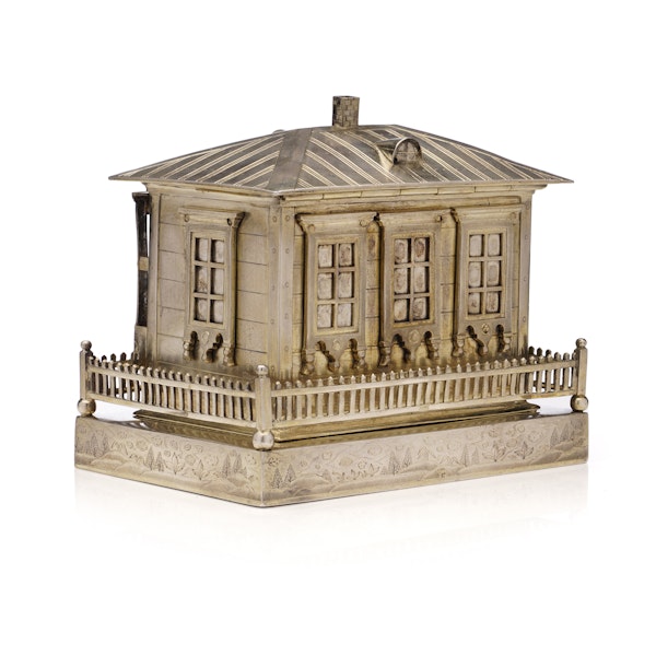 Antique Russian Silver trompe l’oeil box designed as a wooden house, Moscow c.1869 - image 3