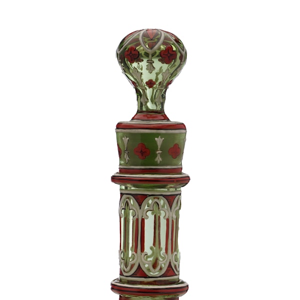 Antique Bohemian enamel glass goblet and decanter, Germany c.1850 - image 6