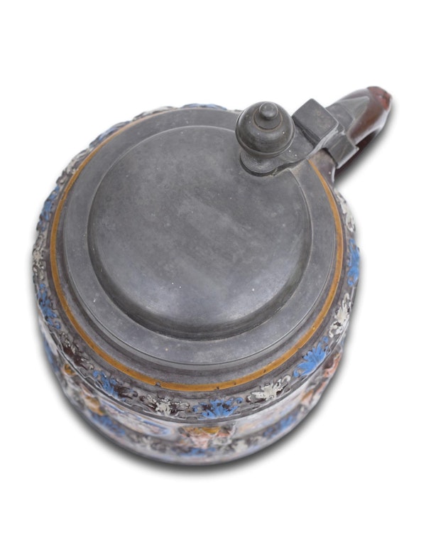 Pewter mounted stoneware tankard dated 1666. Creussen, Bavaria, 19th century. - image 8