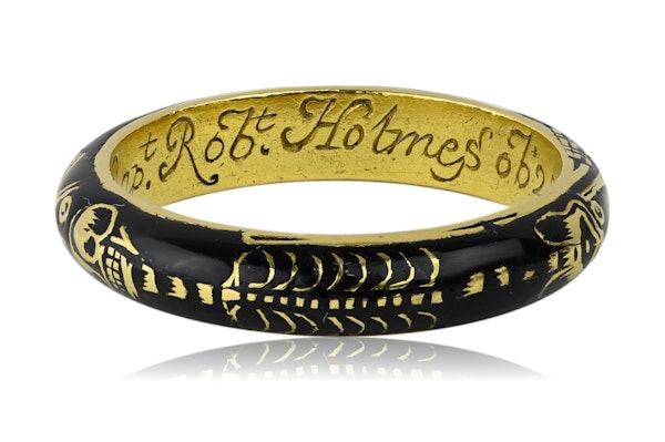 Enamelled gold Skeleton mourning ring. English, first half of the 18th century - image 2