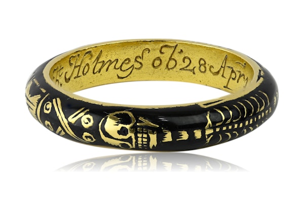 Enamelled gold Skeleton mourning ring. English, first half of the 18th century - image 3