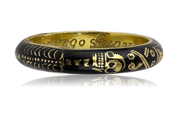 Enamelled gold Skeleton mourning ring. English, first half of the 18th century - image 8
