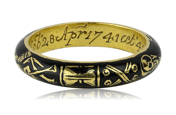 Enamelled gold Skeleton mourning ring. English, first half of the 18th century - image 5