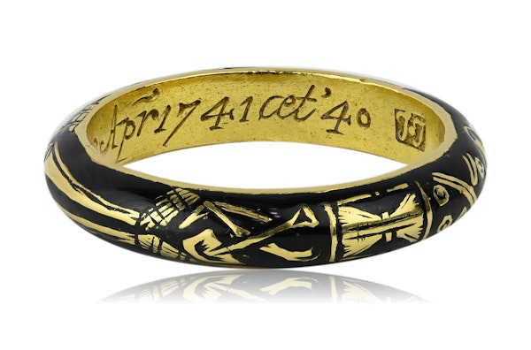 Enamelled gold Skeleton mourning ring. English, first half of the 18th century - image 6