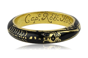 Enamelled gold Skeleton mourning ring. English, first half of the 18th century