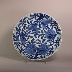 A large blue and white saucer dish, Kangxi (1662-1722)