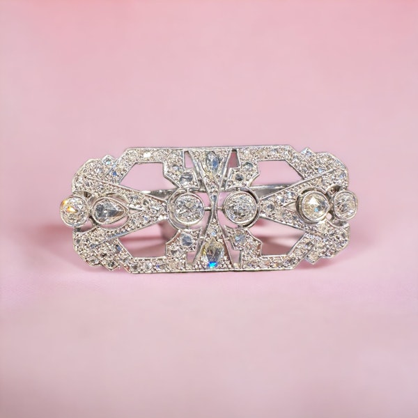 Art Deco Diamond Brooch - image 3